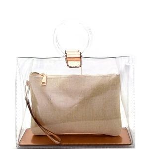 Madison West " The Perfect Clear Bag" in Rose Gold